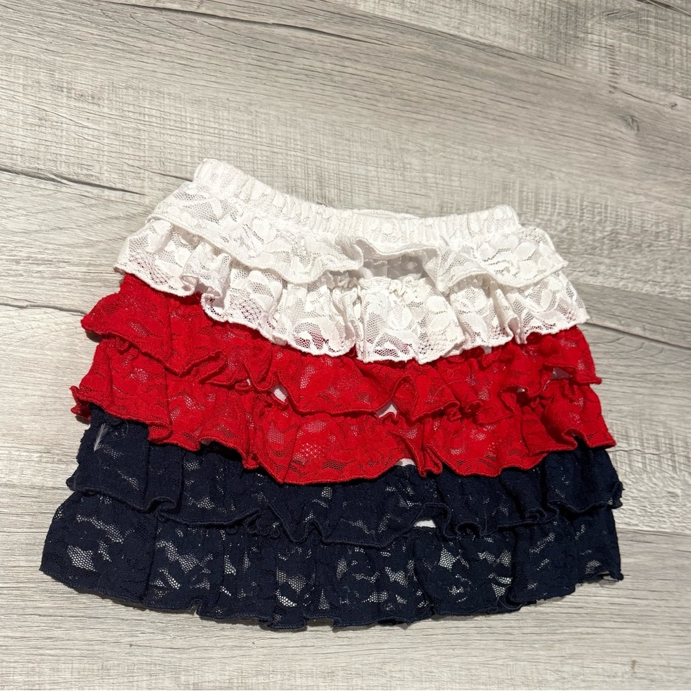 Americana Red, White, and Blue Lace Ruffle Skirt Size 3t